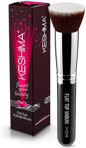 Flat Top Kabuki Foundation Brush By KESHIMA - Premium Makeup Brush for Liquid, Cream, and Powder - Buffing, Blending, and Face - 1.2" Top Diameter