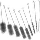 16 Inch Extra Long Pipe Cleaning Brush Set, Stainless Steel Bristles Bore Brush, 9Pcs Variety Wire Brush Pack for Auto Parts, Bottles,Tubes