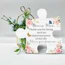3 x Gifts for Bonus Mom from Daughter Son, Bonus Mom Puzzle Piece Gift, Mothers Day Gifts, Gifts for Mom, Stepmom Birthday Gifts, New Mom Gifts, Wood Plaque Sign Gift Ideas for Stepmother