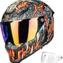 ILM Motorcycle Helmets for Adult Men Women Full Face DOT ECE Powersports Dual Visor Street Racing Helmet with Pinlock Cascos para Motos Model MF509 (Day1 Orange, XL)