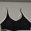Bikini Tops for Women Color Block Sporty Swimsuit Tankini Bathing Suit Crop Tops Adjustable Straps Padded Top Only (Medium)