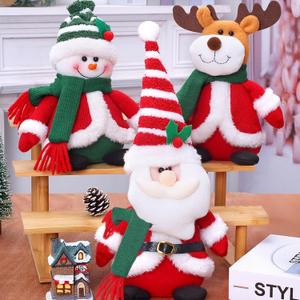 Tanganan Christmas Plush Toys Decorations, 3 Pack Christmas Santa Claus Snowman Moose Plush Stuffed Animals Doll Toys Set for Kids Boys Girls Xmas Decorations Home Office