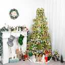 Christmas Tree Topper Bow53 x 13 Inches Velvet Large Christmas Bow Decor with Long Glittering Streamer LineXmas Decorations for Tree Wreath Door Festival Home(Olive Green & Gold Line)