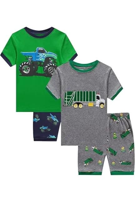 Benaive Boys Summer Pajamas 4 Pieces Cotton Kids PJs Shorts Sleepwear Size 4