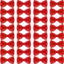 JaGely 40 Pcs Men's Bow Ties Pre Tied Tuxedo Formal Adjustable Clip On Bow Satin Bowtie for Men Costume Wedding Party (Red)