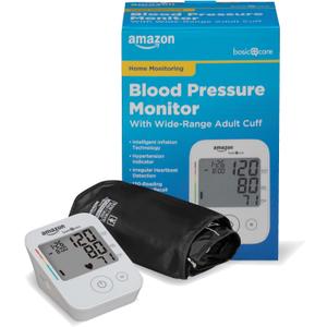 Amazon Basic Care Blood Pressure Monitor, Wide Range Arm Cuff, Intelligent Inflation Technology, Home Monitoring, Hypertension Indicator, Irregular Heartbeat Detection, Large (Previously Healthwise)