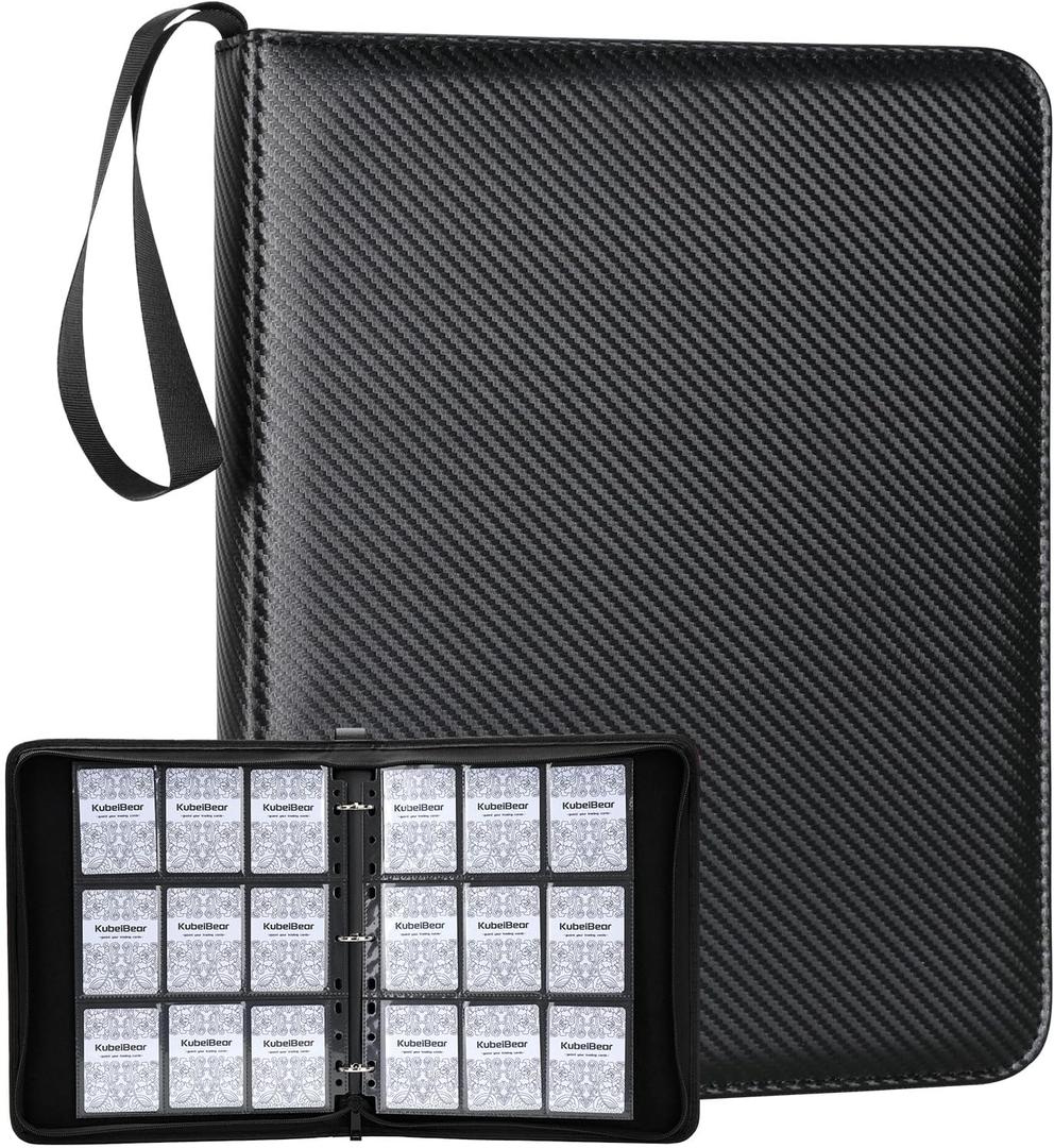 Card Binder 720 Capacity, Zippered Trading Card Holder for MTG, Sports & Collectible Cards Acid-Free, Durable & Travel-Friendly Storage (Black, 9 Pocket)