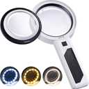 JARLINK Magnifying Glass with Light, Detachable Dual Lenses, 30 LED 3 Modes Lighted Magnifier for Seniors Reading, Close Work, Jewelry, Coins, Crafts