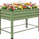 1MORE Elevated Raised Garden Bed with Legs, 482432in Large Metal Raised Bed for Backyard, Patio, Balcony. Raised Planter Box with Drainage Holes for Plants Vegetables Flowers Fruits.Green-1pcs