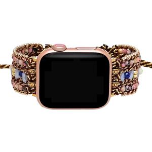 Boho Jasper Handmade Watch Band: Bohemian Natural Energy Stone Smartwatch Bands Compatible with Apple Watch 38mm/40mm/41mm/42mm/44mm/45mm Boho Imperial Jasper Gemstone iWatch Strap for iWatch Series 7/6/5/4/3/2/1/SE