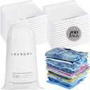 200 Pack Hotel Laundry Bags Bulk 1.38 Mil 14" x 24" Laundry Plastic with Drawstring Closure Writing Strips Patient Personal Belongings Dirty Clothes Bag for Factory Travel Hospital