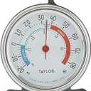 Taylor 5924 Large Dial Kitchen Refrigerator and Freezer Analog Thermometer, 3-Inch Dial, Easy to Read, Silver Finish, Accurate Temperature Monitoring (1 Count (Pack of 1))