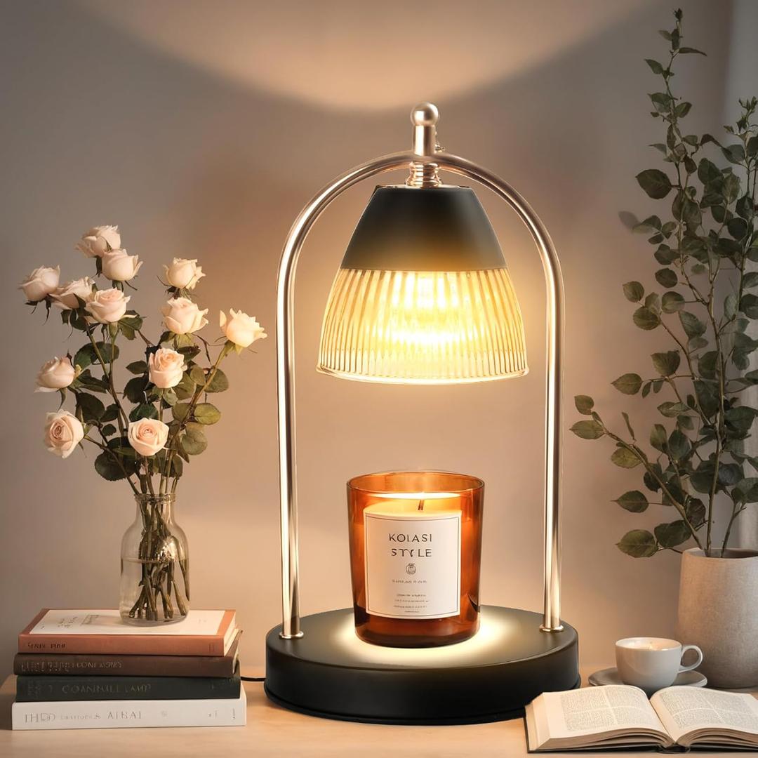 GEEZO Fragrance Candle Warmer LampElectric Candle Warmer with Timer & DimmerMom Christmas Birthday Gifts for Women, House Warming Gifts New Home Bedroom Decor (Black 03)