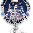 2 x Cute Nurse Badge Reels Retractable Funny Skeleton Radiology X-ray Tech Badge Reels Nursing Student Accessories ID Clip for Doctor Student Teacher Healthcare Medical CNA RN Gifts