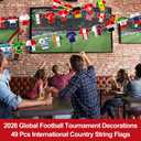 4 x Soccer Jersey Flag Bunting Banner - 2026 Global Soccer Tournament Decorations - 49 Pcs International Country String Flags for Football Championship Party Supplies - Sports Themed Backdrop for Fans & Watch Parties