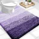 OLANLY Luxury Toilet Rugs U-Shaped 24x20, Extra Soft and Absorbent Microfiber Bathroom Rugs, Non-Slip Plush Shaggy Bath Mat, Machine Wash Dry, Contour Bathroom Mats for Toilet Base, Violet