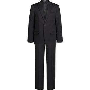 Calvin Klein Boys' 2-piece Formal Suit Set, Single Breasted Jacket & Straight Leg Dress Pants (5, Black Stretch)