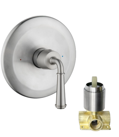 Shower Handle Valve Single Function Round Shower Mixer Valve and Trim Kit Wall Mounted Shower Faucet Control Valve