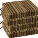 Outdoor Square Corner Seat Cushion, 18.5"x16"x3", Set of 4, Non Slip Seat Cushion Pads with Removable Cover for Patio Furniture, Garden Yard Lawn, Colorful Stripe
