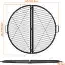 only fire X-Marks Fire Pit Cooking Grate, Foldable Round Grate for Outdoor Cooking, Portable Camping Cookware for Outside Party, Heavy Duty Steel Campfire BBQ Grill Grid with Handle, 36 inch
