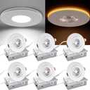 3 Inch LED Recessed Lights, Dimmable Gimbal Lights with Night Light, 360 Rotation, 8W+3W, Canless, ETL Certified, Perfect for Soffit, Kitchens, Hallways, and Indoor Use, White, 6 Pack