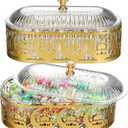 Willinglong 2 Pcs Ramadan Trays with Lid Eid Mubarak Gold Plates Dishes Table Decoration Muslim Islamic Serving Trays Metal Dessert Storage Container for Celebration (Ramadan Moon)