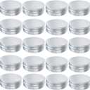20 Pcs 2 Ounce Aluminum Tin Jar, 60 ML Refillable Tin Container, with Screw Lid, for Storing Spices, Candies, Candles, Silver