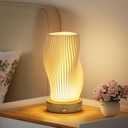 Small Battery Operated Lamp, Modern Table Lamp, Rechargeable, Touch Control, 3 Color Temperature, Dimmable, Bedside Table, Wave