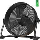 16'' Battery Operated Fan,15600mAh Rechargeable Floor Fan with Fast 2H Charging, High Velocity Cordless Metal Fan with Child-Safe Grill, Portable Fan for Camping, Jobsite, Garage, Workshop