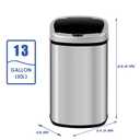 Trash Can,13 Gallon Automatic Garbage Can,Kitchen Trash Can with Lid,Modern Style Touch Free High-Capacity Brushed Stainless Steel Waste Bin,for Bathroom Kitchen Office Home,Indoor and Outdoor