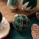 Velvet Christmas Ball Ornaments,Hand Flocking Diamond Setting Shatterproof Tree Decorations, Holiday Wedding Party 12 Pack (Green)