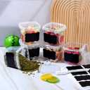 Jinei 50 Pcs 16 oz Plastic Deli Containers with Lids Clear Square Food Storage Containers Stackable Airtight Square Container with Lids with 9 Labels and Marker for Kitchen Storage Meal Take out