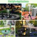 Jutai Solar Fountain Kit White Lights,3.5W Glass Solar Water Pump with 2000mAH Battery, Solar Bird Bath Fountain with Sucker and Stake for Garden, Outdoor, Water Feature-16.4ft Power Cord,7 Nozzles
