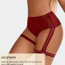 Women's Yoga Shorts with Garters High Waist Slim Sexy Bodycon Booty Dance Hot Pants Bandage Workout Butt Lifting (Red, L)