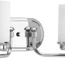 Progress Lighting Glide Collection 2-Light Etched Opal Glass Coastal Bath Vanity Light Polished Chrome