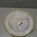 25 Pack 12 Inch Gold Charger Plates, Clear Charger Plates with Gold Trim, Disposable Plastic Charging Plate Bulk for Dinner, Wedding, Party, Event Decoration