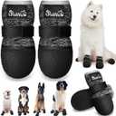 Lukovee Dog Shoes  Breathable Dog Sock Shoes for Hardwood Floor Snow Hot Pavement, Waterproof Non-Slip Soles Booties with Reflective Strip for Small Medium Large Dogs (Size 8, Black&White)