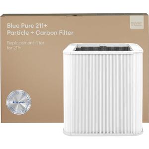 211+ Replacement Filter Compatible with Blue Pure 211+ and 211+ Auto, Foldable 211+ Series Filter Particle & Activated Carbon for Home and Wildfire Smoke, White, 1 Pack