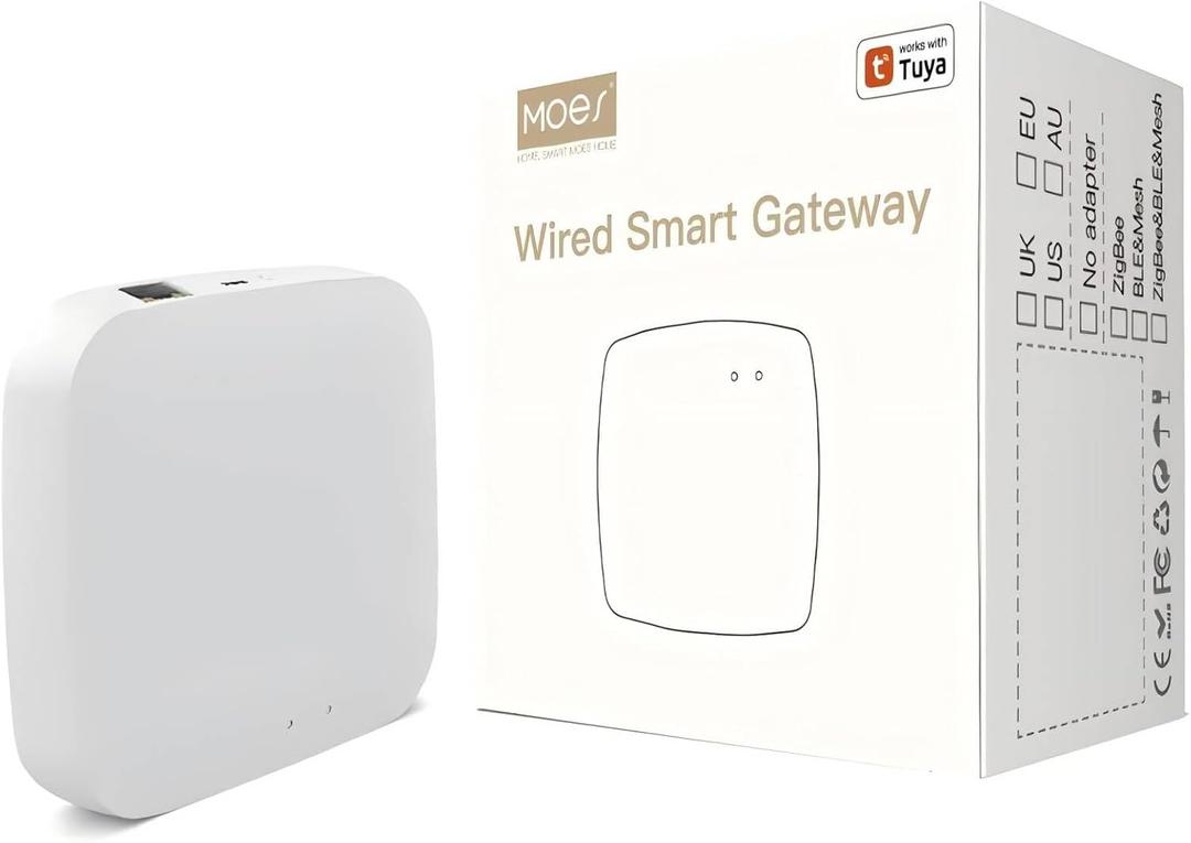 MOES Tuya ZigBee 3.0 Hub/Wired Gateway, WiFi Smart Home Bridge Remote Controller,Work with Tuya ZigBee Smart Device, White (Small)