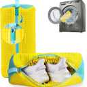 Shoe Washing Machine Bag 2 Pcs Reusable Laundry Shoe Bag, 360 Deep Cleaning Sneaker Washing Bag, Durable Mesh Net with Zipper Protection, Fits All Shoe Types & Sizes (Yellow, 14.8 7.4 Inches)