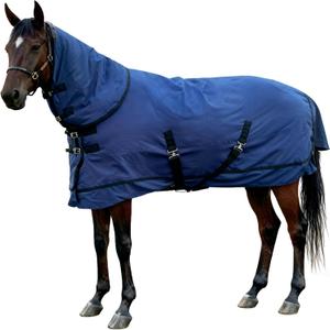 Horse Blankets Winter for Real Horses, 1600D Waterproof Poly Rain Sheets 79 Inch with Neck Cover Belly Wrap Tail Wrap Turnout Blanket, Horses Stuff Care Medium Large Weight Heavy Outdoor Clothes Blue