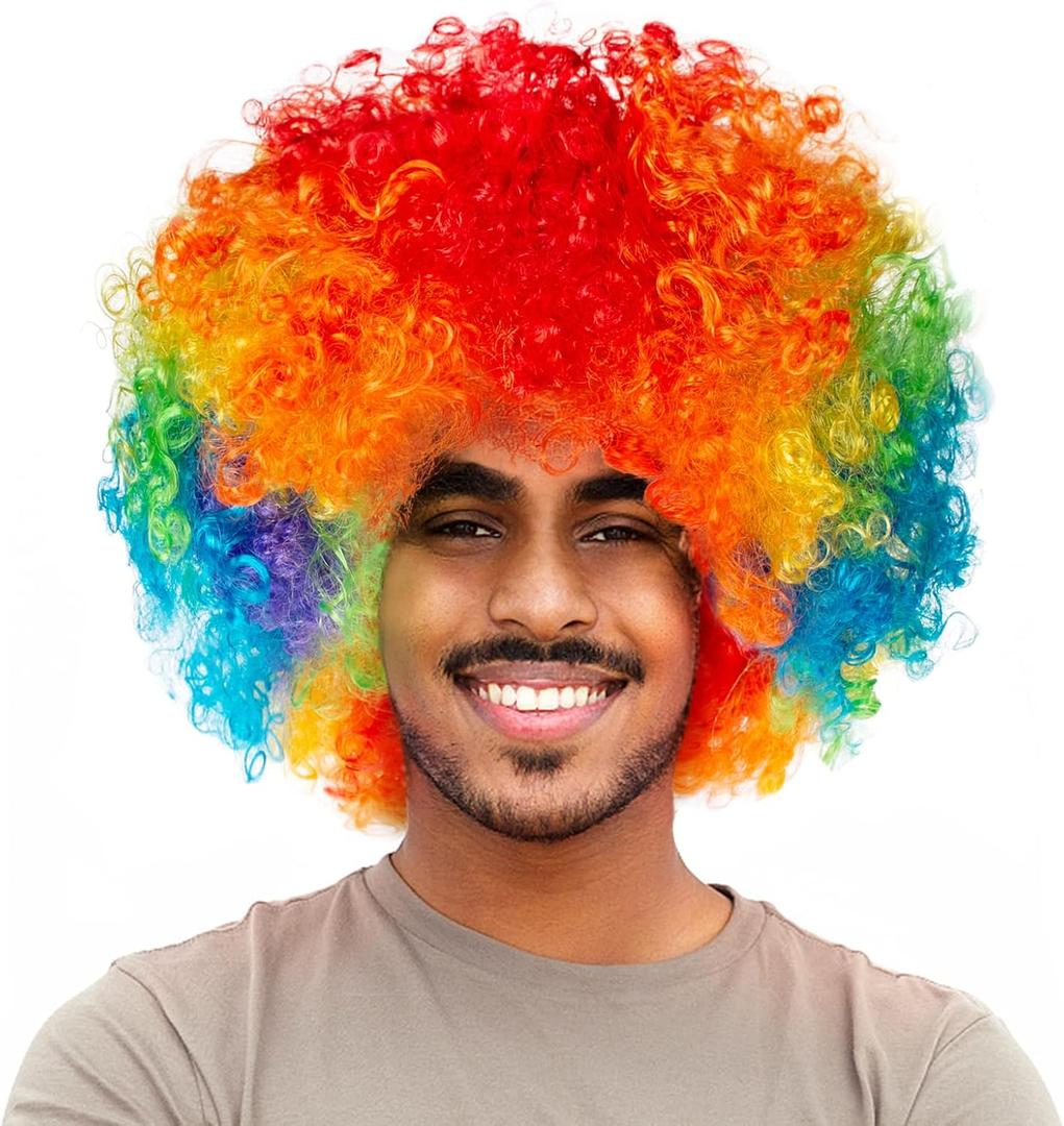 Joy Join Unisex Short Fluffy Afro Funny Wigs for Halloween,Holiday Party Clown Costume