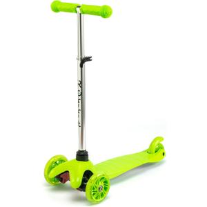 Mini-881 Kids Kick Scooter, LED Lighted Wheels and 3 Adjustable Height Handlebars, Lean-to-Steer & Widen Anti-Slip Deck, 3 Wheel Scooter Unisex for Ages 3-6 and up to 85 Lbs (Green)