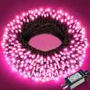Pink Christmas Lights Outdoor, 66FT 200 LED String Lights for Outside Waterproof with 8 Modes, Plug in Connectable Fairy Light for Indoor Bedroom Patio Yard Wedding Party Holiday Decorations
