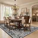 Washable 8x10 Area Rugs Living Room: Vintage Soft Black Grey Rug