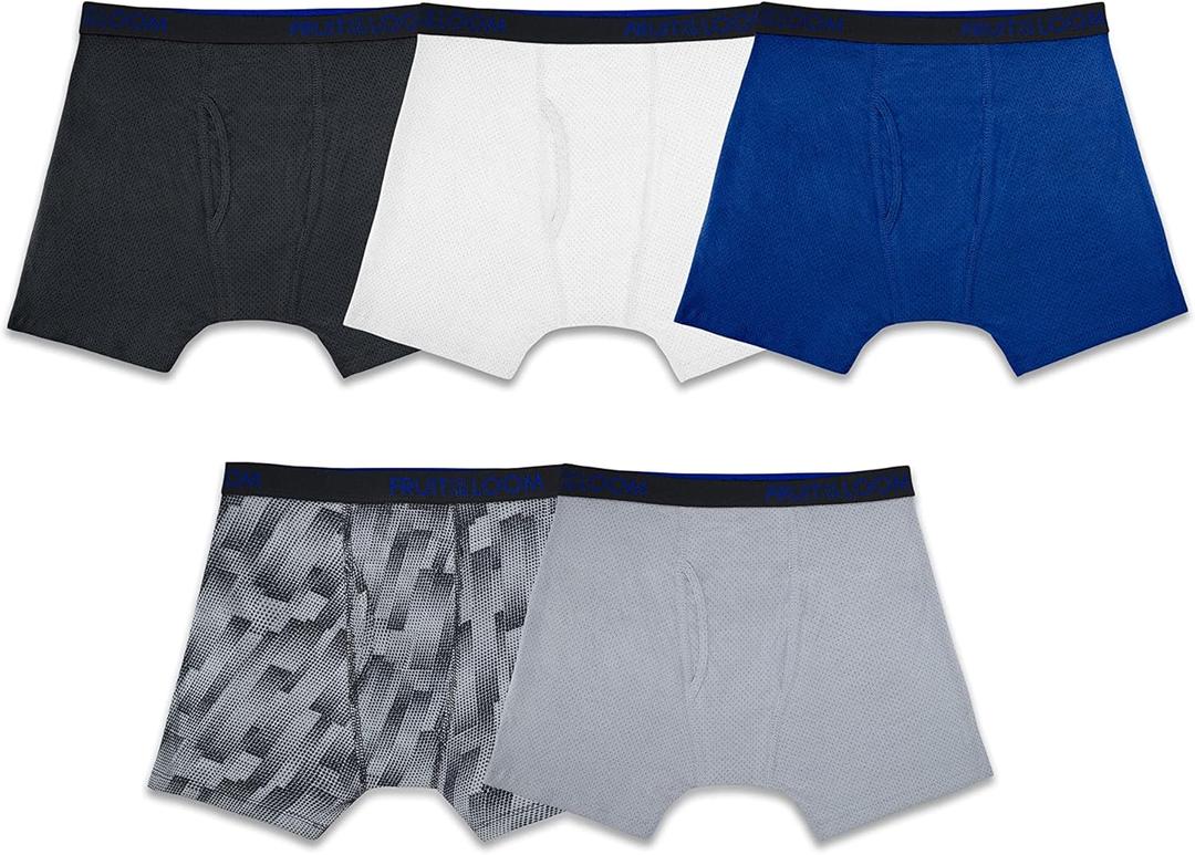 Fruit of the Loom Boys' and Toddler Boxer Briefs, Tag Free & Breathable Underwear, Assorted Color Multipacks (Medium, 5 Pack - Breathable Cotton Mesh)