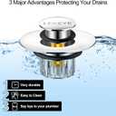 LEKEYE Tub Stopper | Shower Drain Hair Catcher | Pop-up Drain Stopper with Strainer | Bathroom Bathtub Plug | Drain Protector for 1-1/2 to 1-3/4" Bath Drain Hole (Silver)
