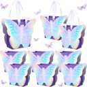 Sweetude 12 Pcs Holographic Butterfly Party Favor Bags Iridescent Purple Butterfly Goodie Bags for Birthday Gift Treat Candy Baby Shower Party Bridal Showers Supplies