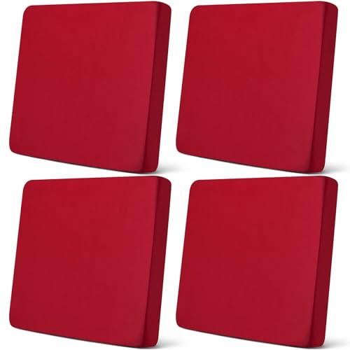 Newwiee Set of 4 Stretch Patio Cushion Covers Sofa Couch Seat Chair Slipcovers Cushion Cover Replacement Furniture Protector for Pets Washable(Burgundy,Seat Cover,Solid)