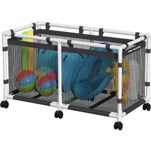 Pool Storage Bin, 90 Gallons, Holder for Noodles, Toys, Floats, Towels, Mesh Organizer for Swimming Equipments, Mini Plus Style